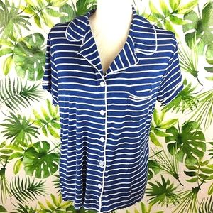Blis Blue & White Striped Pajama Set (Size: Medium)
